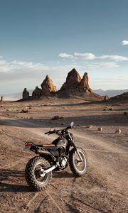 Preview wallpaper motorcycle, motorcycling, desert, rocks