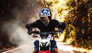 Preview wallpaper motorcycle, motorcyclist, bike, helmet