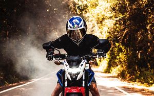 Preview wallpaper motorcycle, motorcyclist, bike, helmet