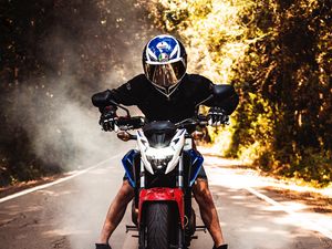 Preview wallpaper motorcycle, motorcyclist, bike, helmet