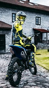 Preview wallpaper motorcycle, motorcyclist, bike, cross, helmet