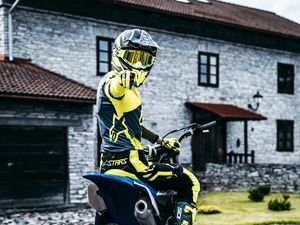 Preview wallpaper motorcycle, motorcyclist, bike, cross, helmet