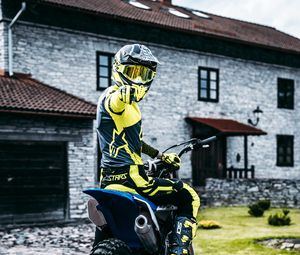 Preview wallpaper motorcycle, motorcyclist, bike, cross, helmet