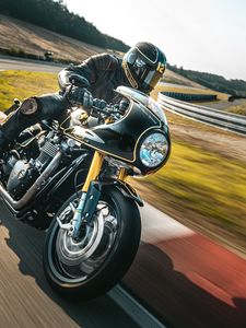 Preview wallpaper motorcycle, motorcyclist, bike, track, road, speed