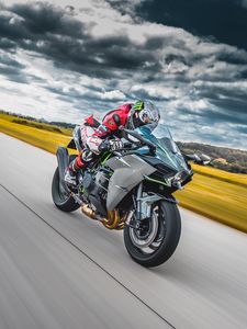 Preview wallpaper motorcycle, motorcyclist, bike, sports, speed, road