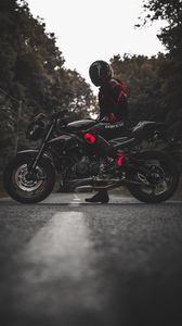 Preview wallpaper motorcycle, motorcyclist, bike, equipment, side view