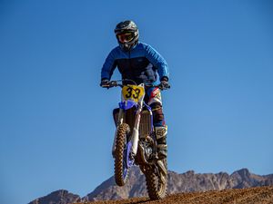 Preview wallpaper motorcycle, motorcyclist, bike, helmet, stunt
