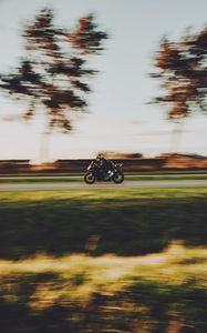 Preview wallpaper motorcycle, motorcyclist, bike, helmet, movement