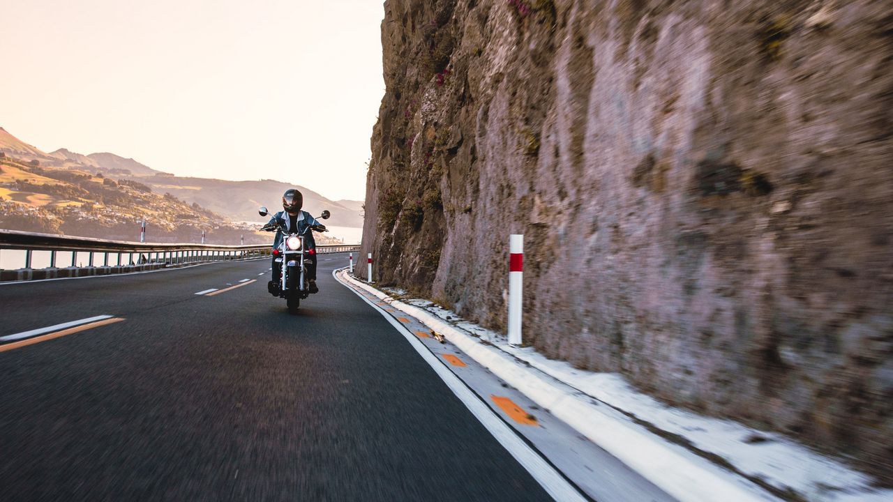 Wallpaper motorcycle, motorcyclist, bike, road, speed