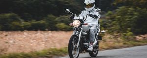 Preview wallpaper motorcycle, motorcyclist, bike, white, road, speed