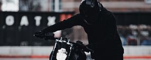 Preview wallpaper motorcycle, motorcyclist, bike, helmet, black