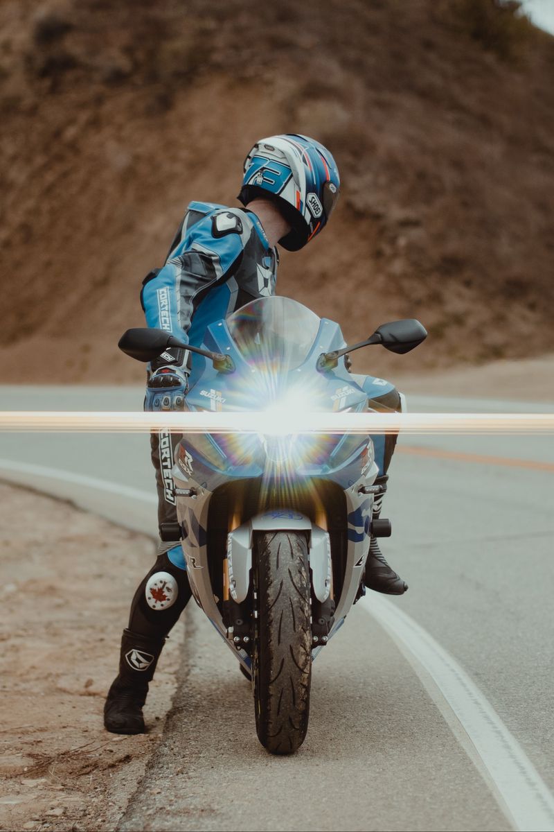 800x1200 Wallpaper motorcycle, motorcyclist, bike, sport bike, light