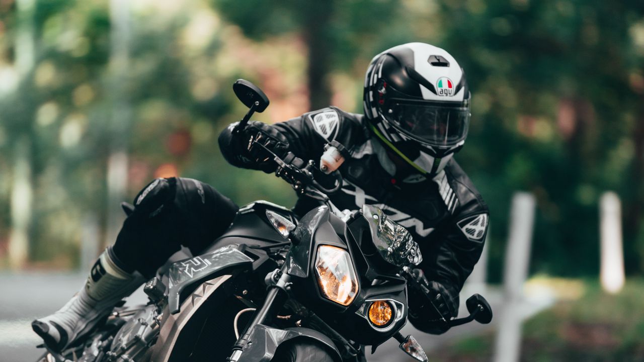 Wallpaper motorcycle, motorcyclist, bike, sport bike, black, moto