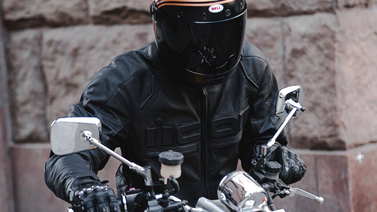 Wallpaper motorcycle, motorcyclist, biker, helmet, bike