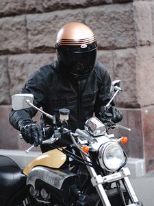 Preview wallpaper motorcycle, motorcyclist, biker, helmet, bike
