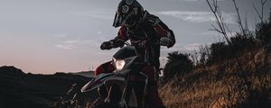 Preview wallpaper motorcycle, motorcyclist, cross, bike, helmet