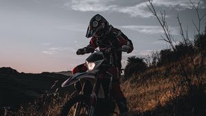 Preview wallpaper motorcycle, motorcyclist, cross, bike, helmet