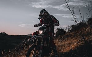 Preview wallpaper motorcycle, motorcyclist, cross, bike, helmet