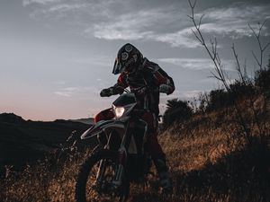 Preview wallpaper motorcycle, motorcyclist, cross, bike, helmet