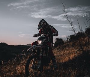 Preview wallpaper motorcycle, motorcyclist, cross, bike, helmet