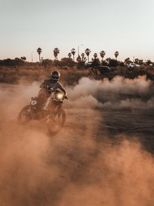 Preview wallpaper motorcycle, motorcyclist, cross, dust