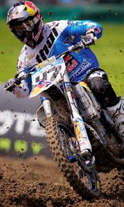 Preview wallpaper motorcycle, motorcyclist, dirt, race