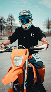 Preview wallpaper motorcycle, motorcyclist, helmet, glasses