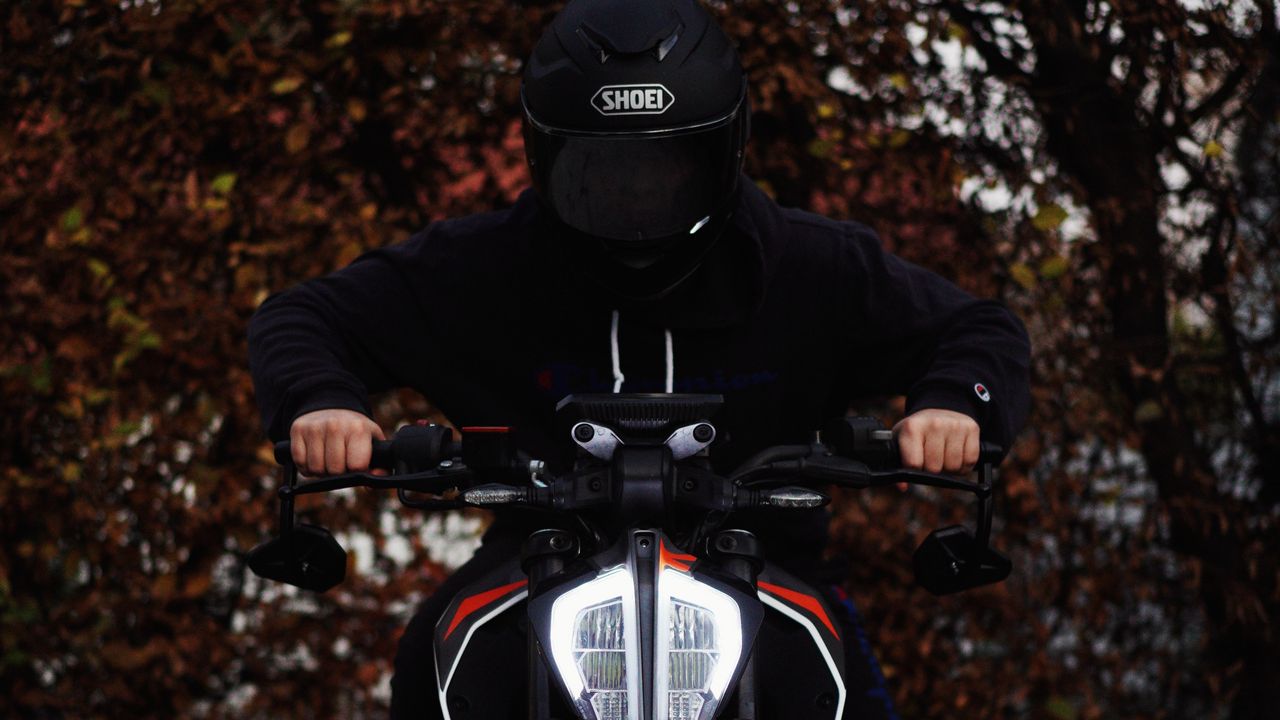 Wallpaper motorcycle, motorcyclist, helmet, bike, black