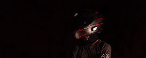 Preview wallpaper motorcycle, motorcyclist, helmet, darkness