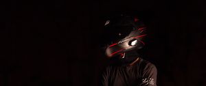 Preview wallpaper motorcycle, motorcyclist, helmet, darkness