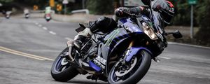 Preview wallpaper motorcycle, motorcyclist, helmet, motorcycle racing, speed, tilt