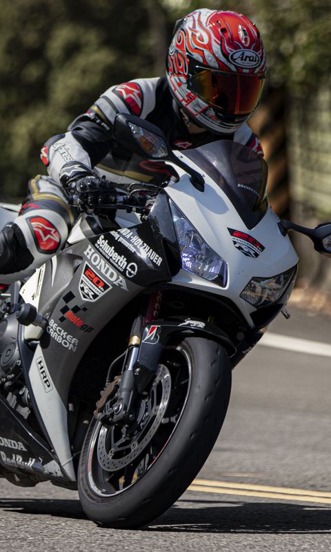 480x800 Wallpaper motorcycle, motorcyclist, helmet, motorcycle racing