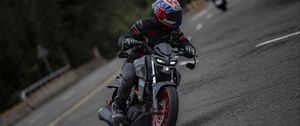 Preview wallpaper motorcycle, motorcyclist, helmet, moto racing, asphalt
