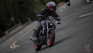 Preview wallpaper motorcycle, motorcyclist, helmet, moto racing, asphalt