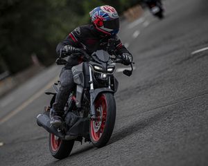 Preview wallpaper motorcycle, motorcyclist, helmet, moto racing, asphalt