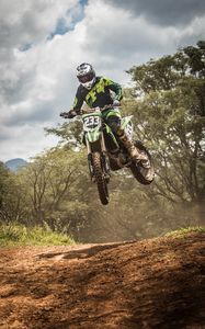 Preview wallpaper motorcycle, motorcyclist, jump, cross, extreme