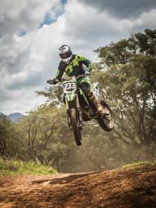 Preview wallpaper motorcycle, motorcyclist, jump, cross, extreme