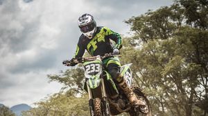 Preview wallpaper motorcycle, motorcyclist, jump, cross, extreme