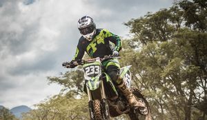 Preview wallpaper motorcycle, motorcyclist, jump, cross, extreme