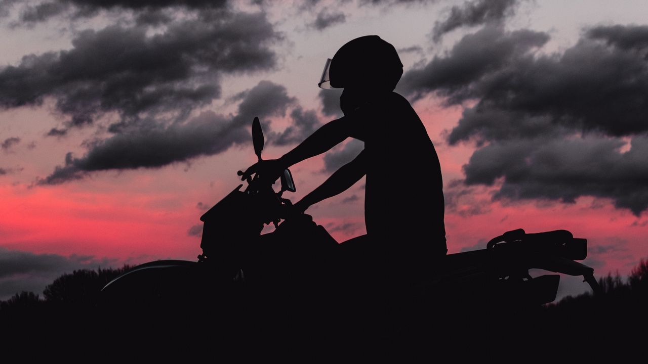 Wallpaper motorcycle, motorcyclist, silhouette, dark, biker