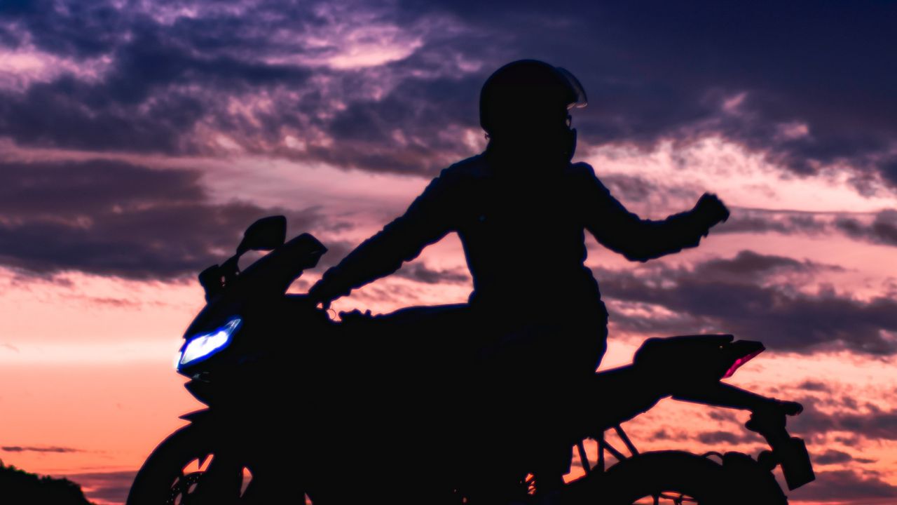 Wallpaper motorcycle, motorcyclist, silhouette, dark, bike, moto