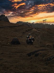 Preview wallpaper motorcycle, motorcyclist, travel, nature, moto