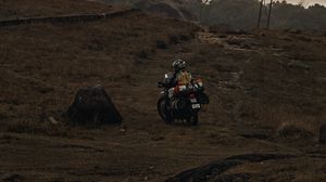 Preview wallpaper motorcycle, motorcyclist, travel, nature, moto