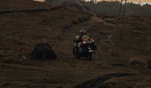 Preview wallpaper motorcycle, motorcyclist, travel, nature, moto