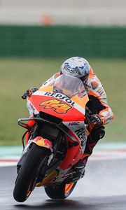 Preview wallpaper motorcycle, orange, motorcyclist, speed, race