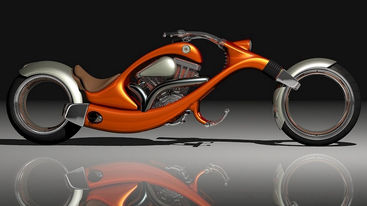 Wallpaper motorcycle, orange, stylish