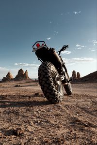 Preview wallpaper motorcycle, rear view, wheel, desert