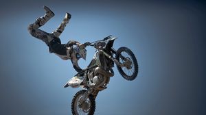 Preview wallpaper motorcycle, rider, sport, stunt, jump