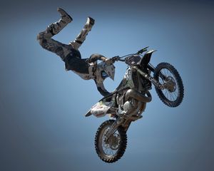 Preview wallpaper motorcycle, rider, sport, stunt, jump
