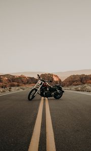 Preview wallpaper motorcycle, road, marking, asphalt